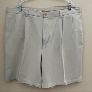 Tommy Bahama 100% Silk Dress Shorts Size 42 Khaki Flat Front